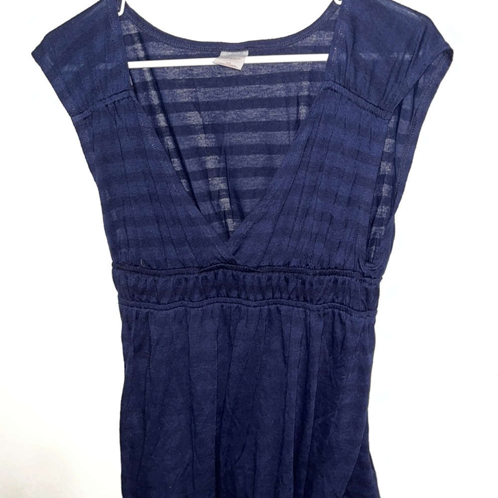 Navy Blue Striped Swim Cover Dress